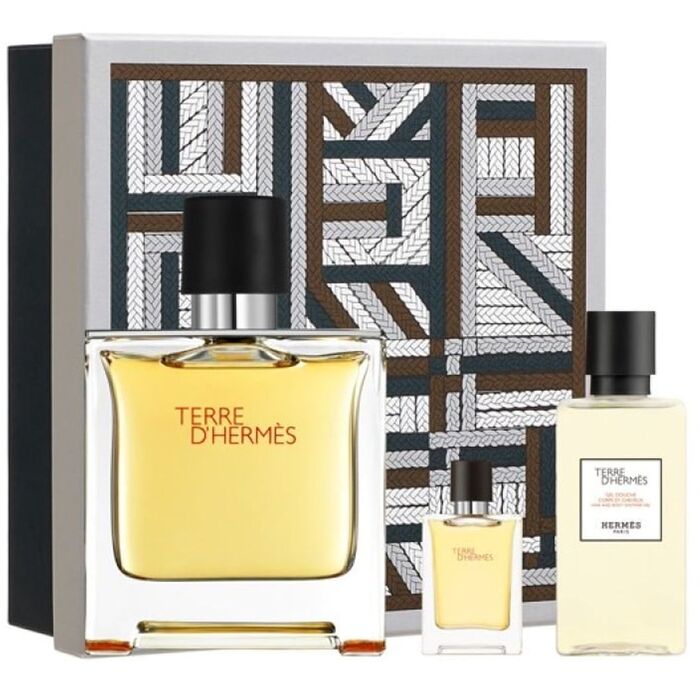 Hermes Terre D´Hermes Pure Perfume Dárková sada parfém 75 ml, sprchový gel 40 ml a miniaturka Pure Perfume 5 ml