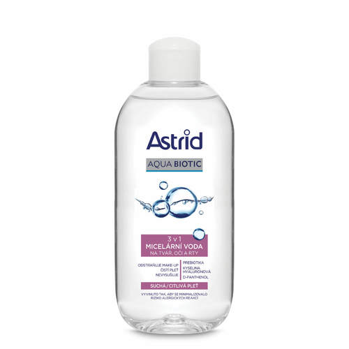 Astrid Micelární voda 3 v 1 na tvář, oči a rty pro suchou a citlivou pleť Aqua Biotic 400 ml