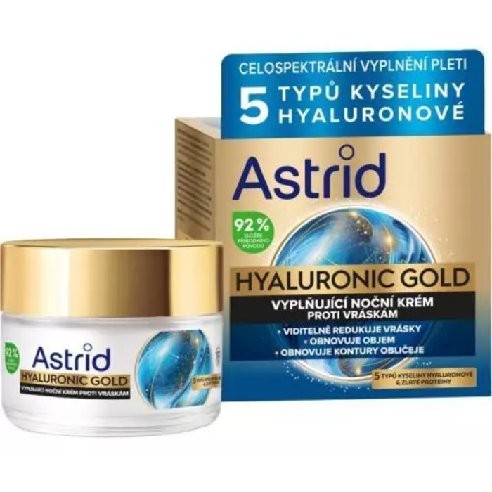 Hyaluronic Gold Cream - Vyplňující noční krém proti vráskám se zlatými proteiny