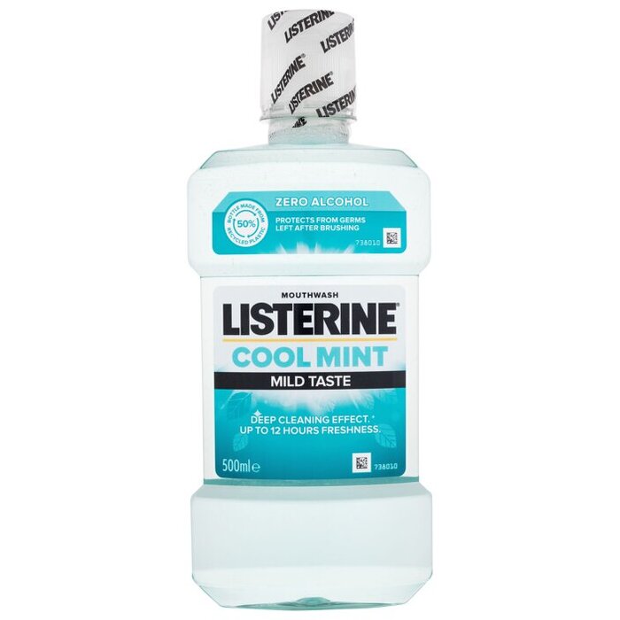 Cool Mint Mild Taste Mouthwash - Ústní voda bez alkoholu pro svěží dech a ochranu před zubním plakem