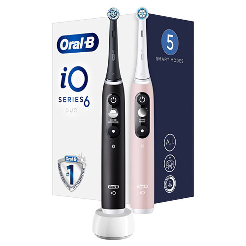 Oral B iO6 Series Duo Pack Black/Pink Sand Extra Handle Toothbrush ( 2 ks ) - Elektrický zubní kartáček