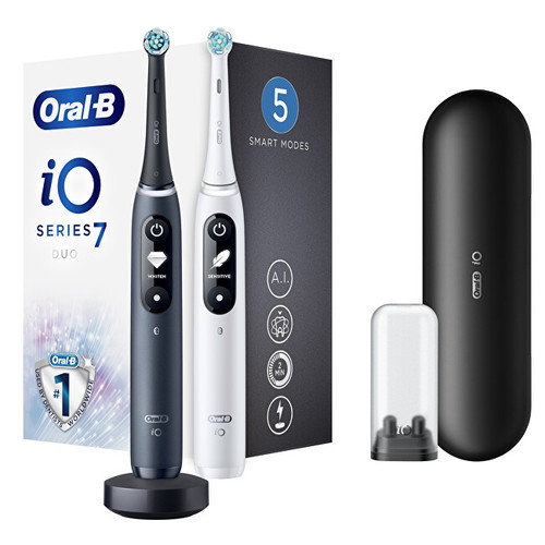 Oral B iO7 Series Duo Pack Black Onyx/White Extra Handle Toothbrush ( 2 ks ) - Elektrický zubní kartáček