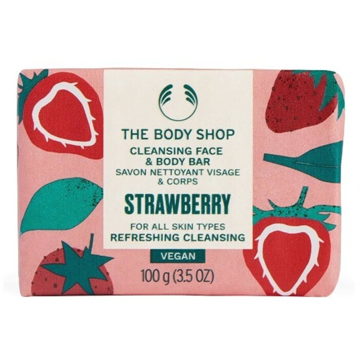 The Body Shop Strawberry Cleansing Face & Body Bar - Tuhé mýdlo na obličej a tělo 100 g