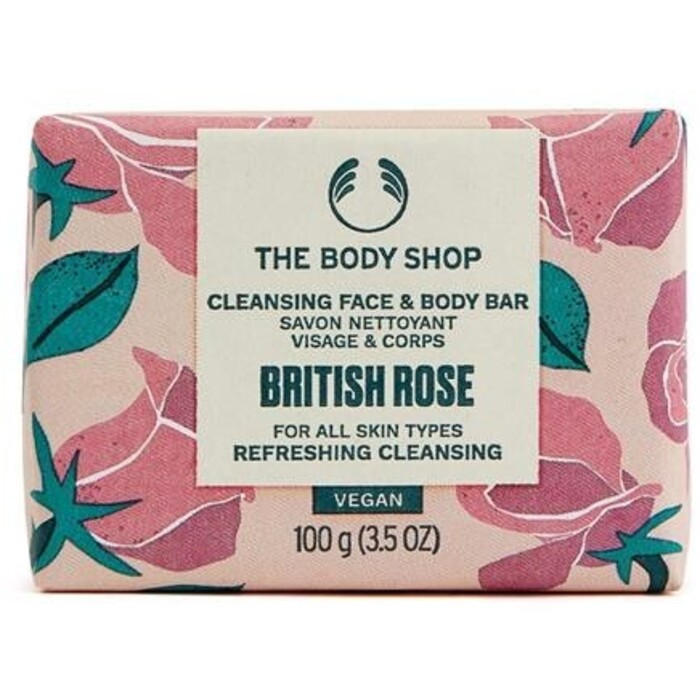The Body Shop British Rose tuhé mýdlo na tělo a obličej 100 g