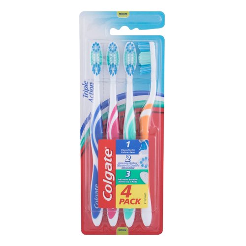 Triple Action Medium Toothbrush ( 4 ks ) - Zubní kartáčky s tvarovanými štětinami