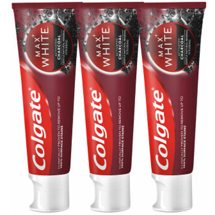 Colgate Max White Charcoal Trio Toothpaste - Bělicí zubní pasta s aktivním uhlím 75 ml